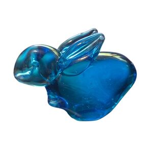 Turquoise Blue Art Glass Bunny Rabbit Figurine Paperweight